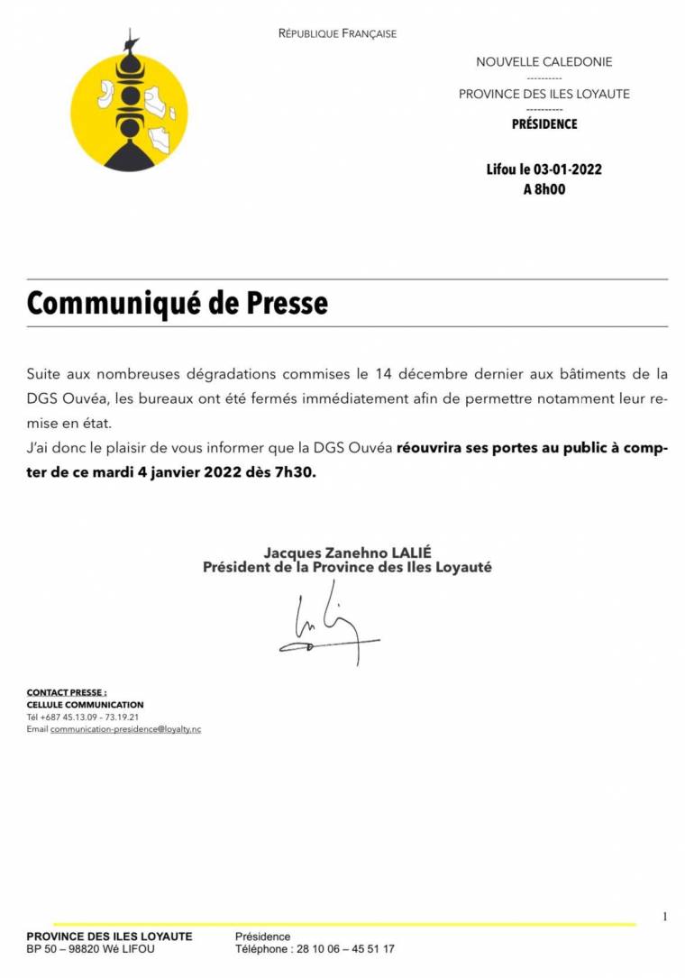 communiqué de presse